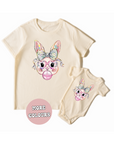 BUNNY WITH GLASS & BUBBLE  TSHIRT FAMILY MATCHING