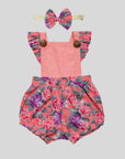 PINK FLORAL BUTTON ROMPER OUTFIT FOR BABY GIRL TODDLER AUSTRALIA