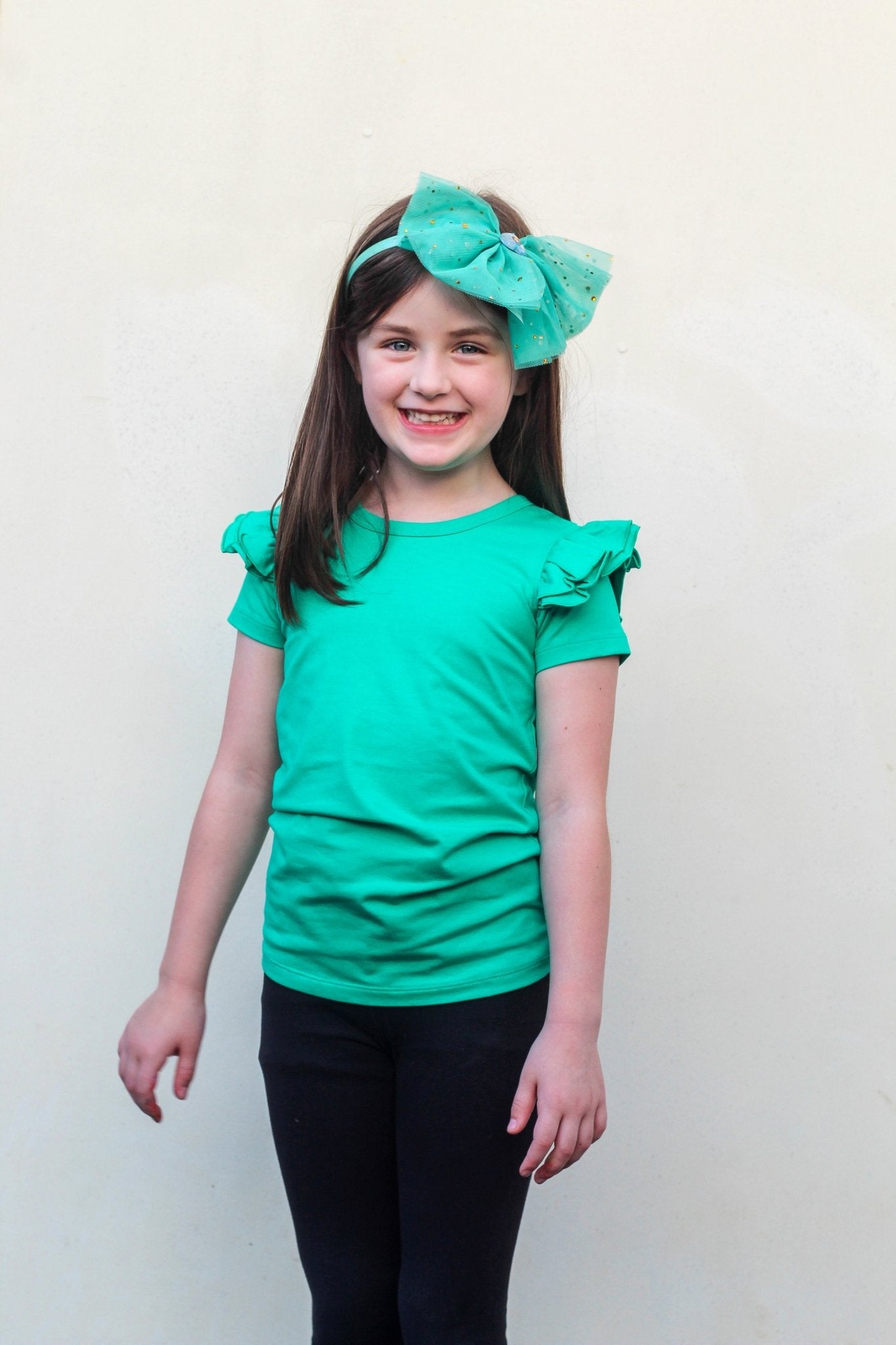 GREEN SHORT SLEEVE FLUTTER - Toots Kids