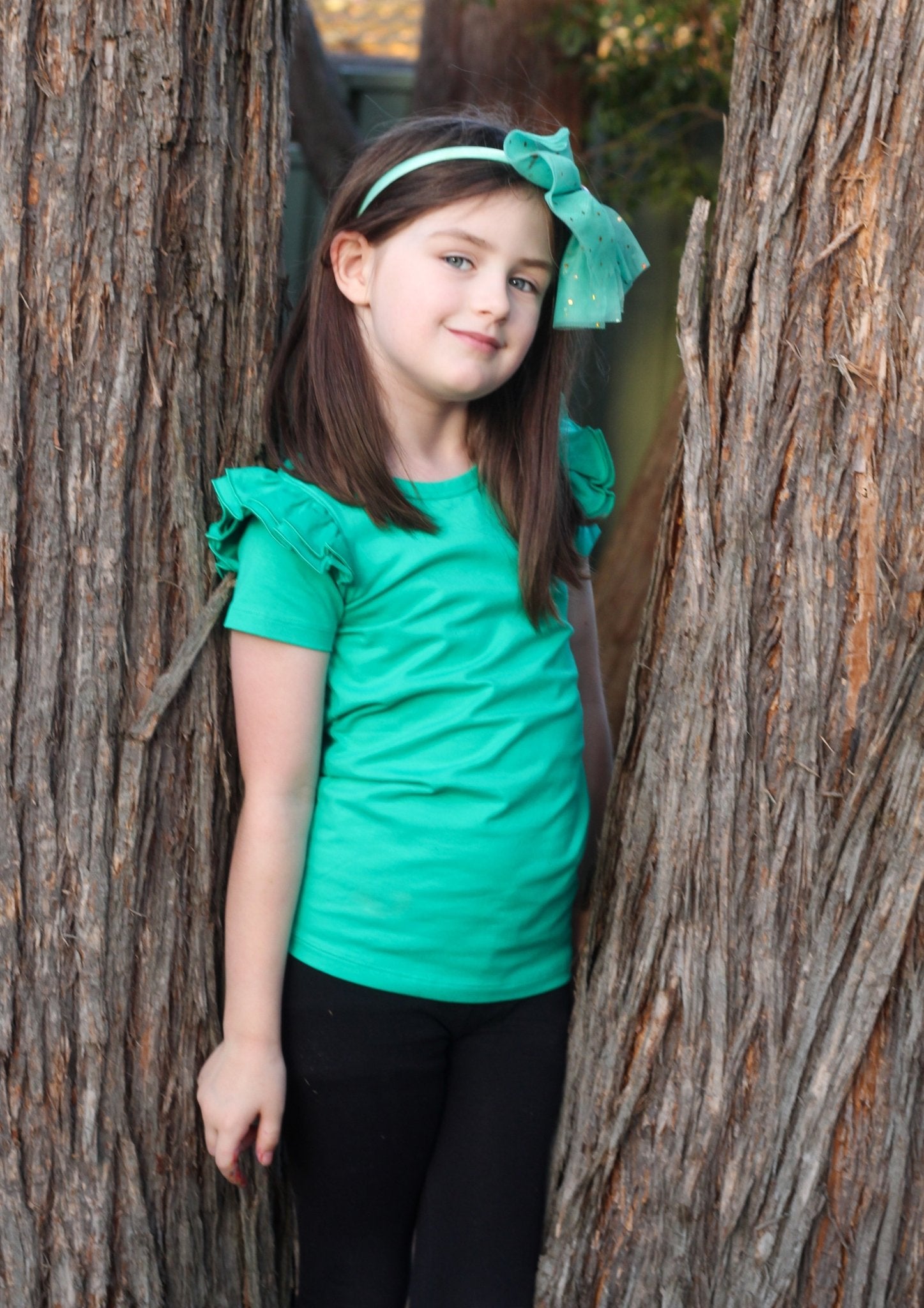 GREEN SHORT SLEEVE FLUTTER - Toots Kids