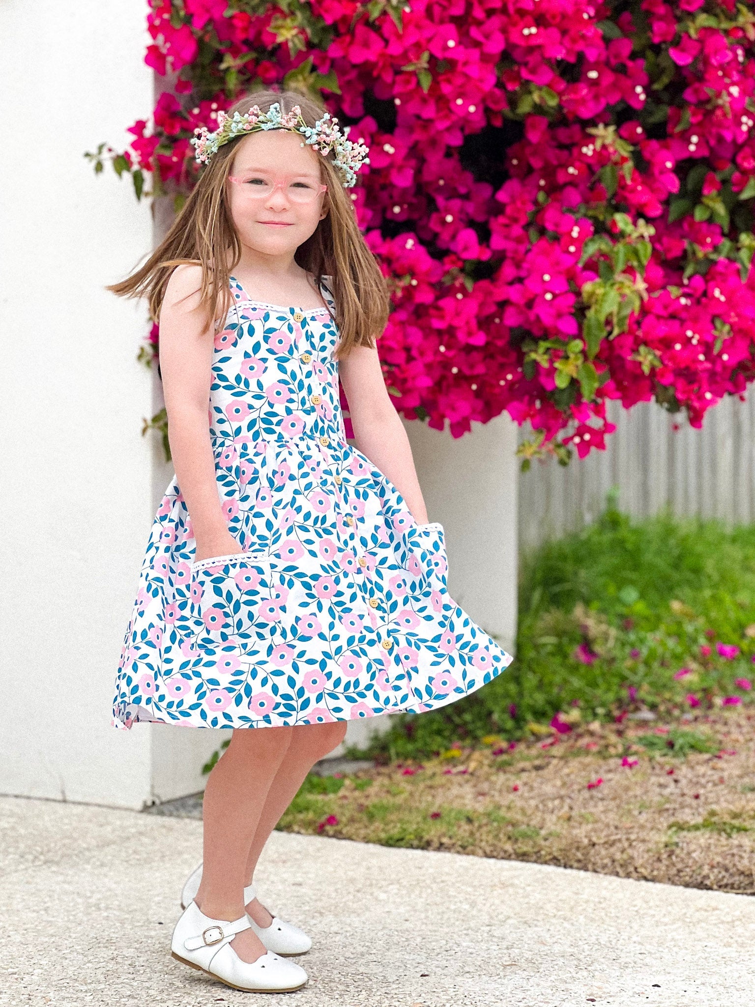 HAYLEE BUTTON DRESS - Toots Kids