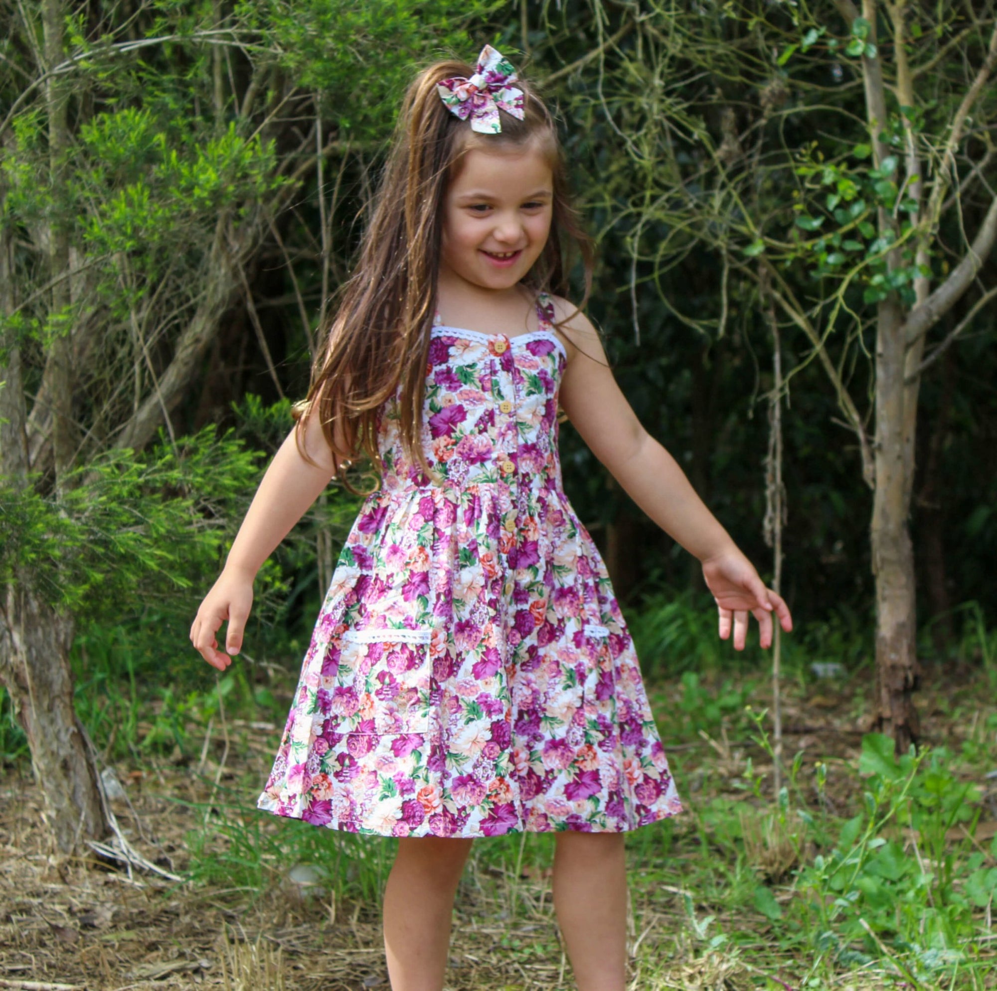 HOLLY BUTTON DRESS - Toots Kids