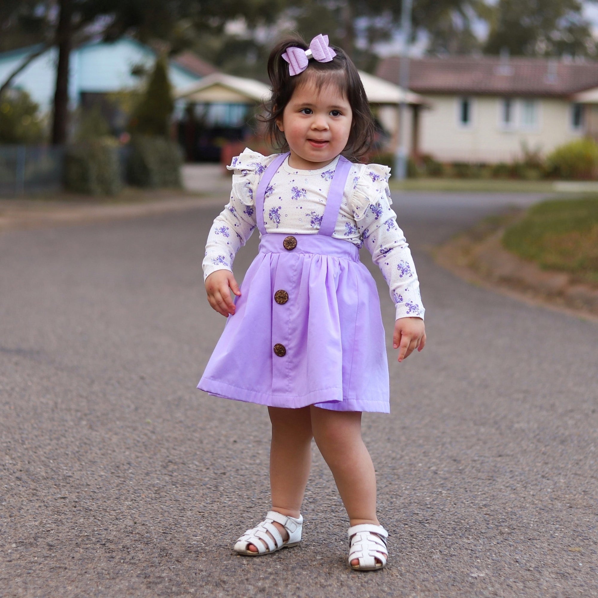 Purple long sleeve flutter top 