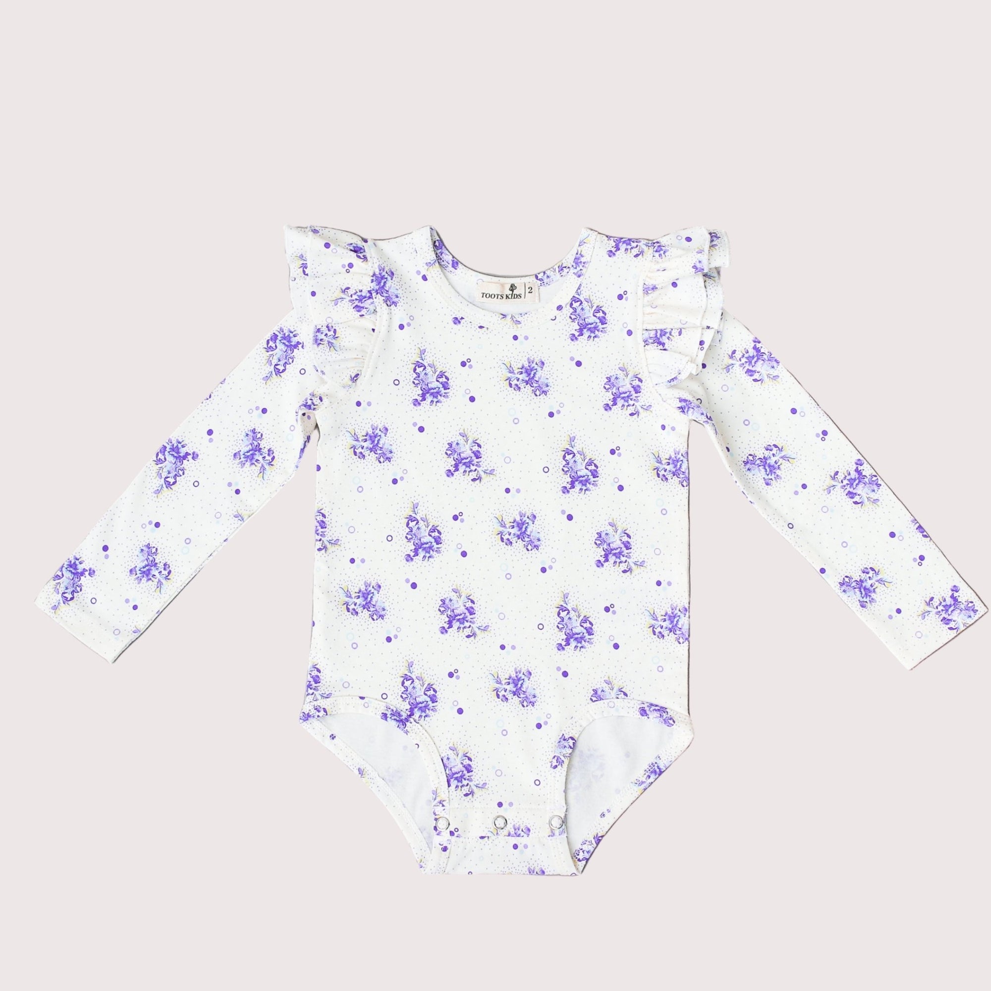 Purple long sleeve flutter top 