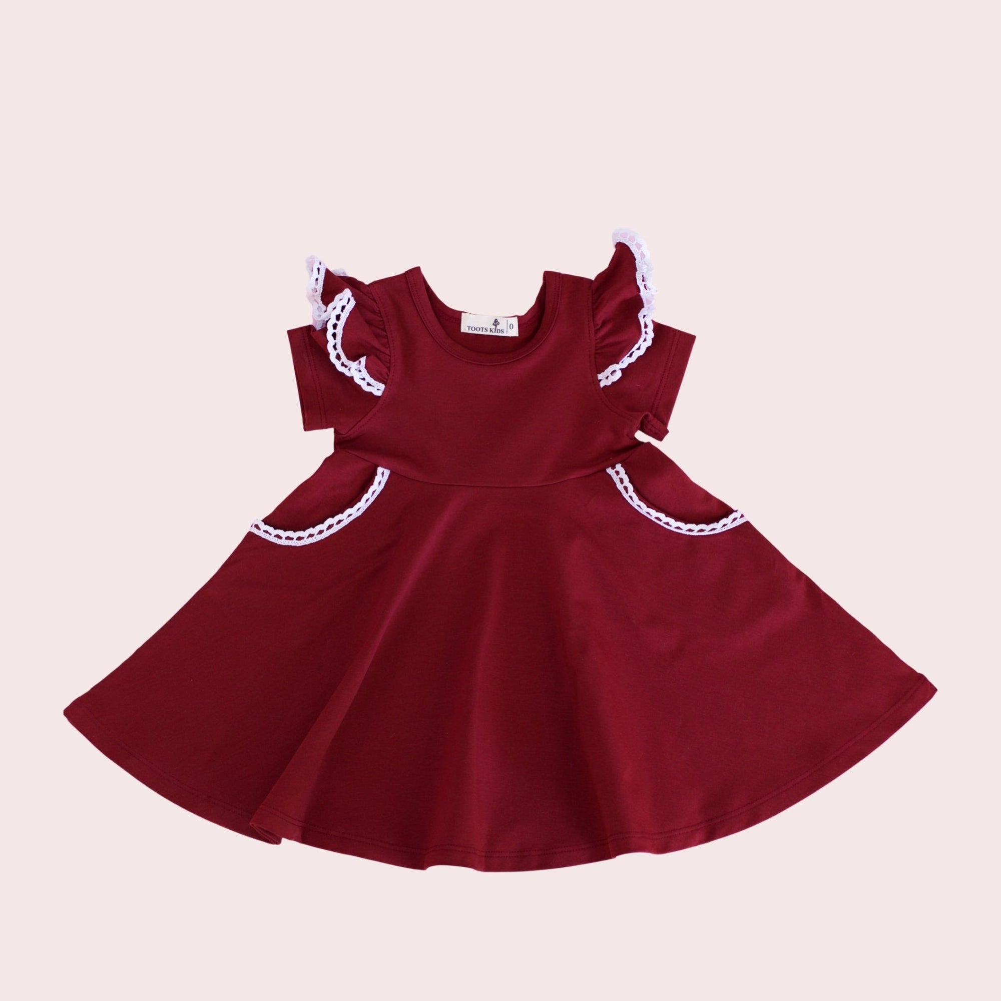 MERLOT WINE TWIRLY GIRL DRESS