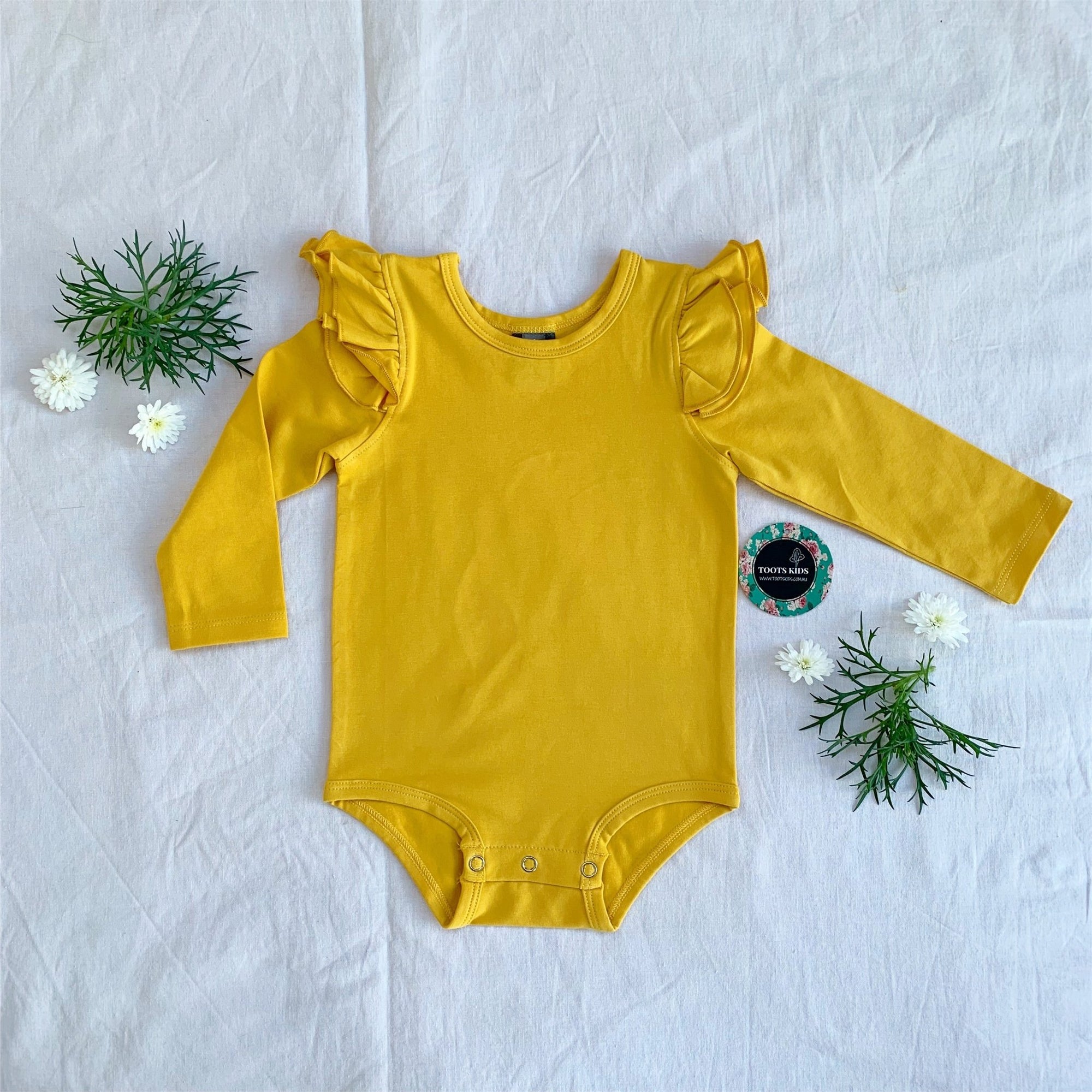 Mustard  long sleeve flutter - Toots Kids