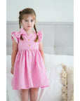 PINK GINGHAM FLUTTER BUTTON DRESS - Toots Kids