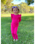 RUBY PINK LONG SLEEVE FLUTTER - Toots Kids