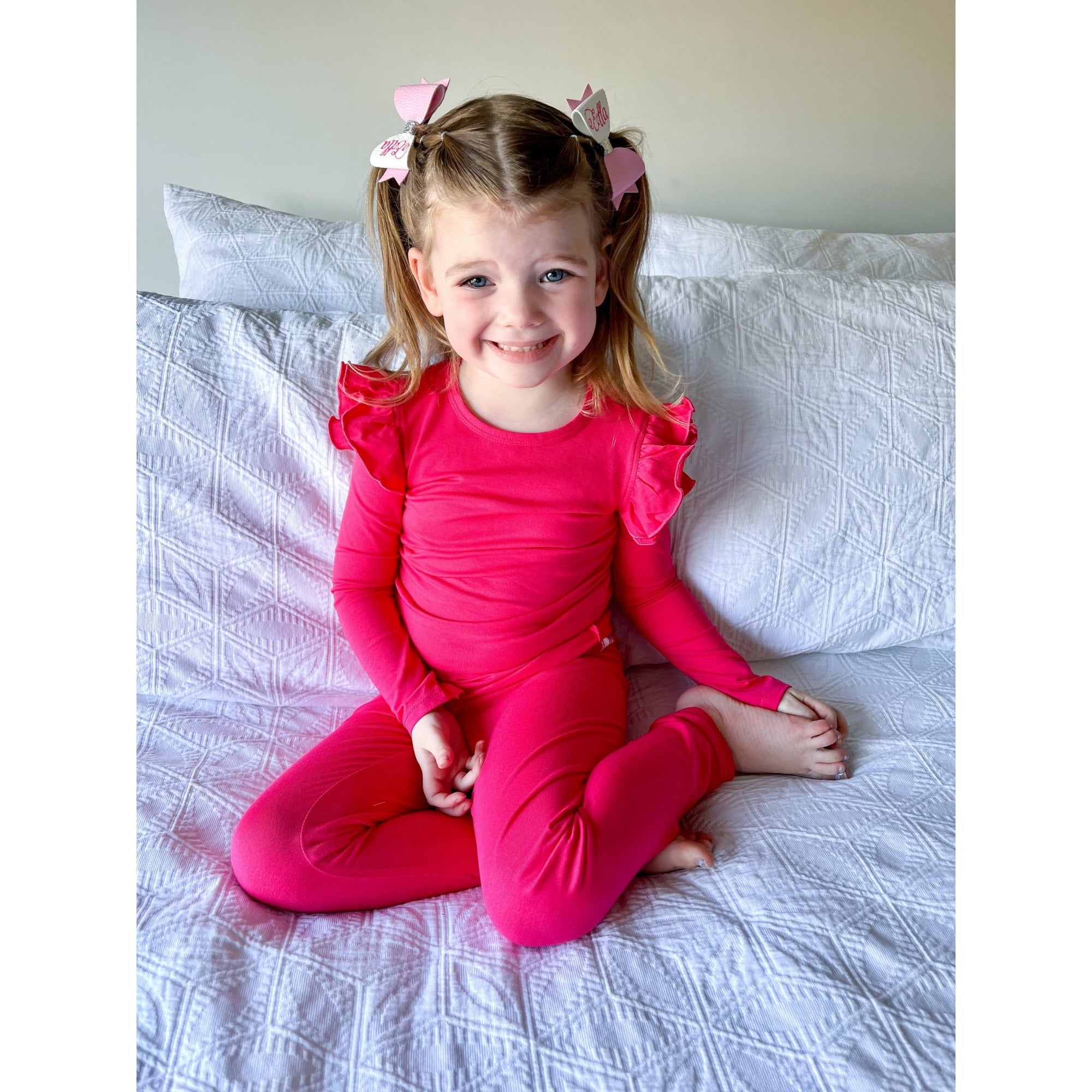 RUBY PINK LONG SLEEVE FLUTTER - Toots Kids