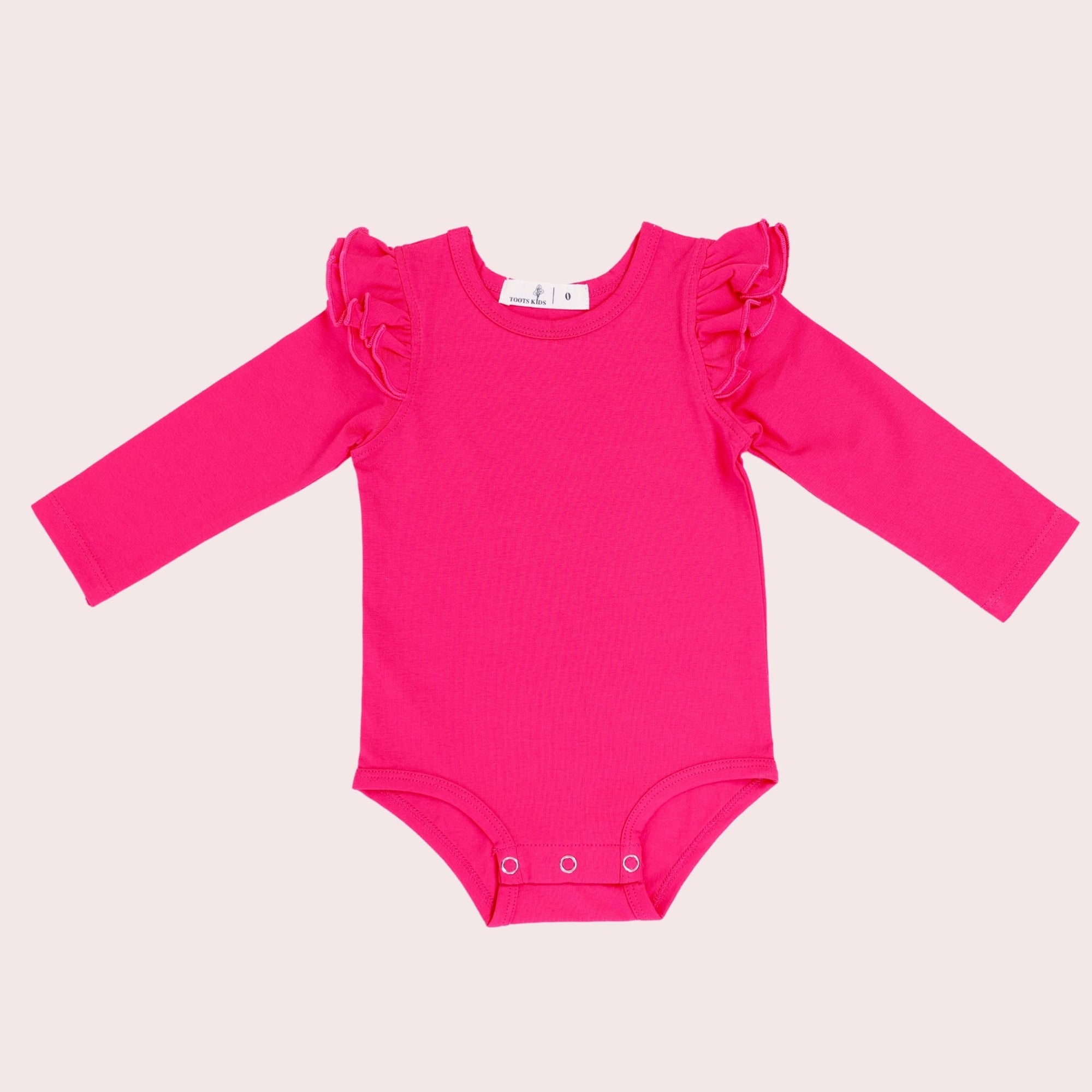 RUBY PINK LONG SLEEVE FLUTTER - Toots Kids